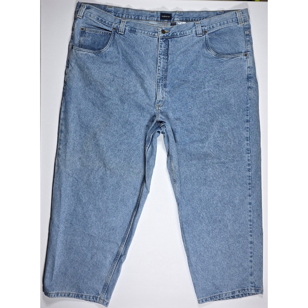 Harbor Bay Men's Relaxed Fit Jeans 52x30 Light Blue Denim Straight Leg Cotton